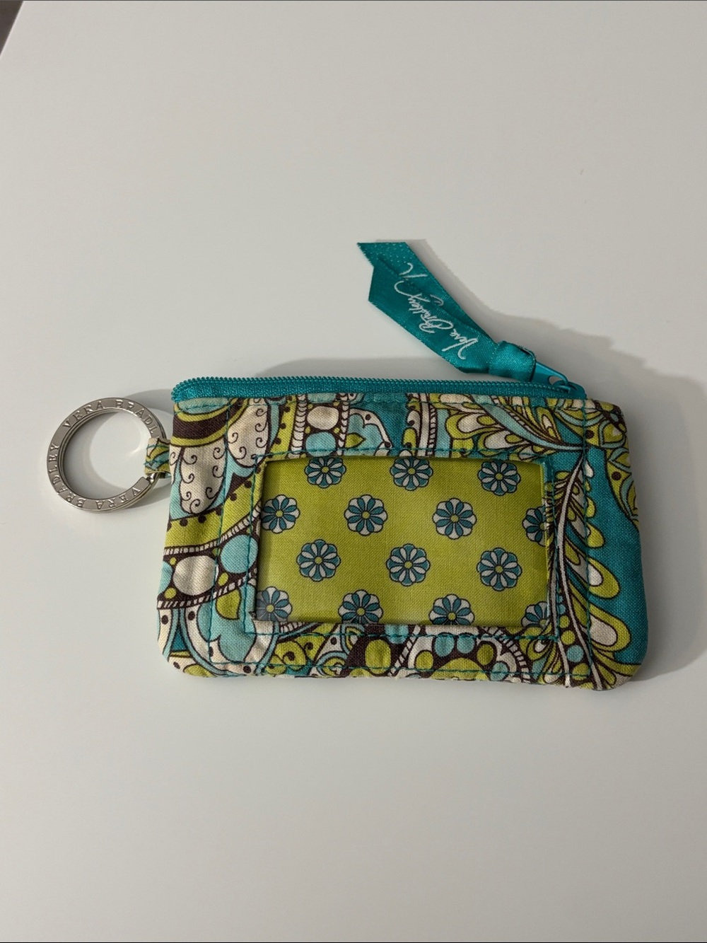 Vera Bradley Teal Lime Floral Key & Card Holder